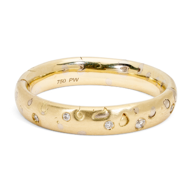White Grain Ring with Diamonds - Made to Order